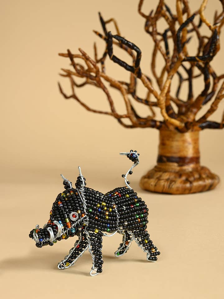 Patmore's Beaded Warthog Sculpture for wholesale by Swahili | AFRICAN MODERN
