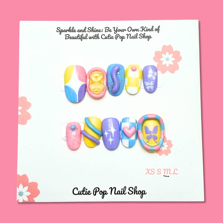Pastellfjäril Press-on Naglar – Kawaii 3D Charm Design för wholesale av Cutie Pop Nail Shop