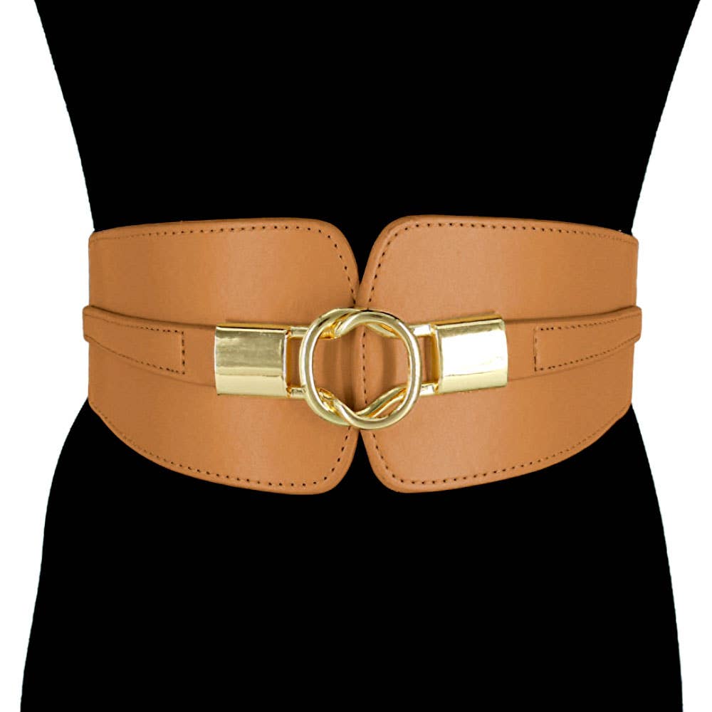 Sensibling Corp. - Venta al por mayor Cinturón - Mujer - Cinturón ancho elástico con hebilla metálica y detalle de cuero sintético1