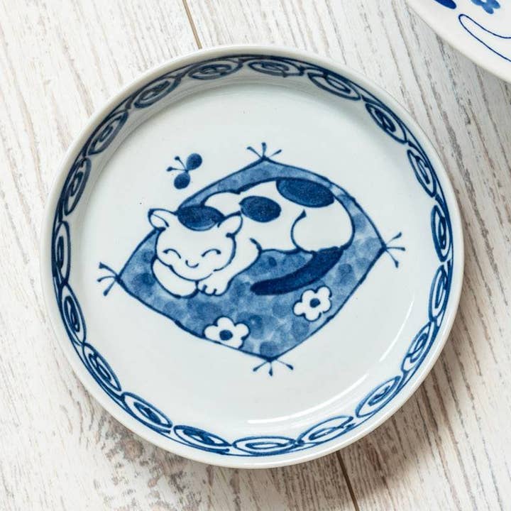 Yamani - Wholesale Dinner Plate - Japanese Cats 14.3cm Mini Plate - Napping0