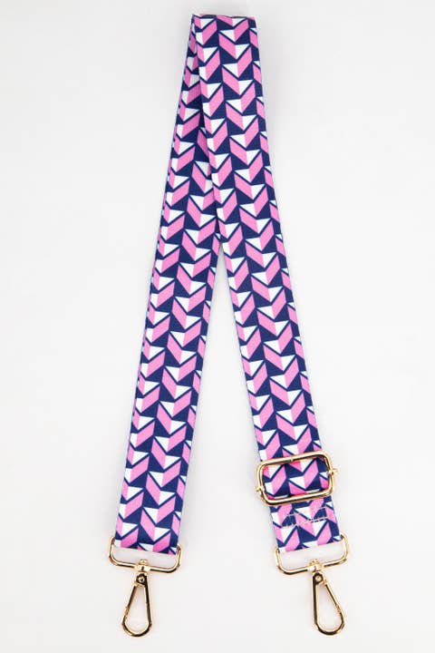 Bracelet de sac à motif géométrique à chevrons en rose et bleu marine pour la vente par ÊTRE