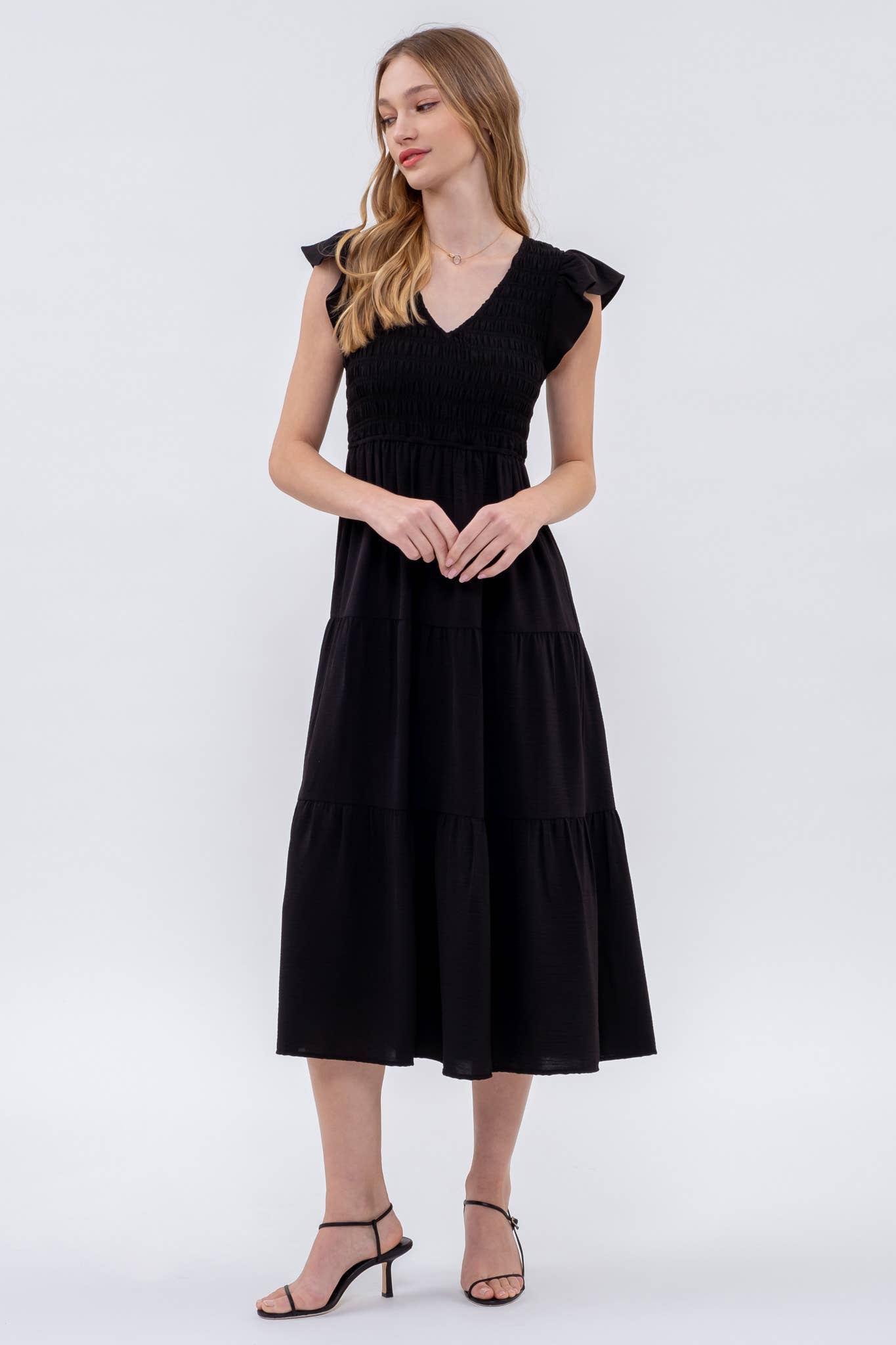 MINE - Wholesale Dress - Women's - FLUTTER SLEEVE MAXI DRESS20