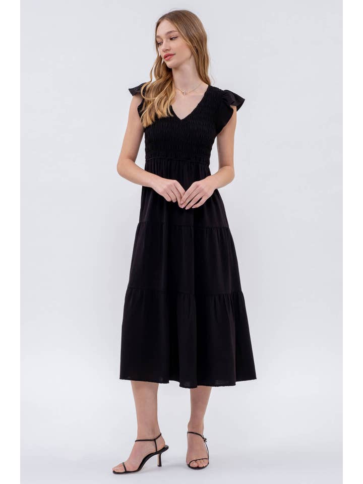 MINE - Wholesale Dress - Women's - FLUTTER SLEEVE MAXI DRESS20