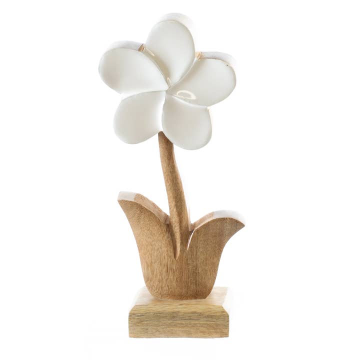Oak Street Wholesale - Wholesale Decorative Tabletop Object - Carved Mango Wood Flower Md