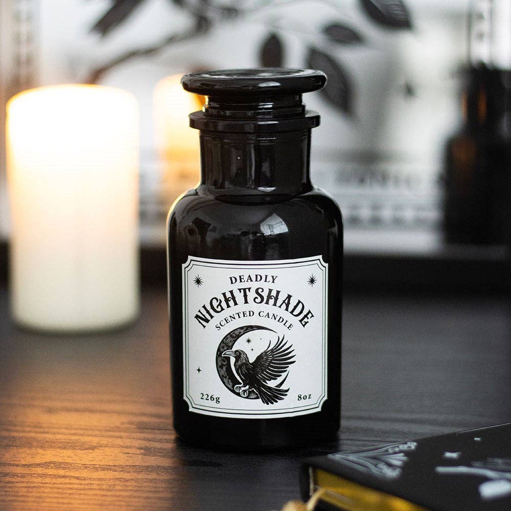 Something Different Wholesale – wholesale Jar/filled candle – Mystic Raven Deadly Nightshade Gothic Apothecary Candle0