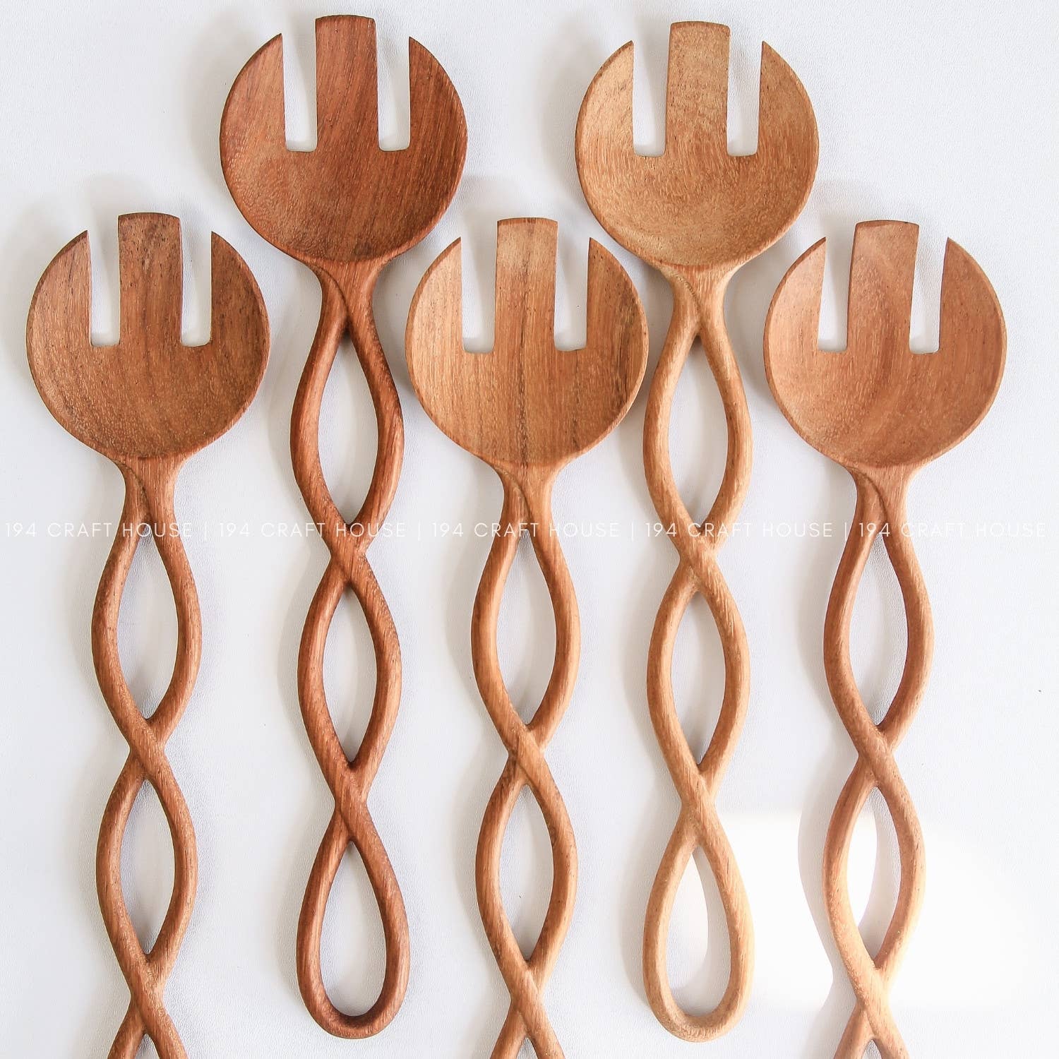 194 Craft House – wholesale Serving utensil – Twisted Handle Wooden Spoon 12" - Kitchen Serving Utensils6