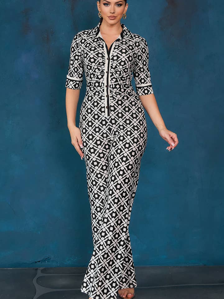 BP2721_Printed stretch jumpsuit for wholesale by Her Bottari