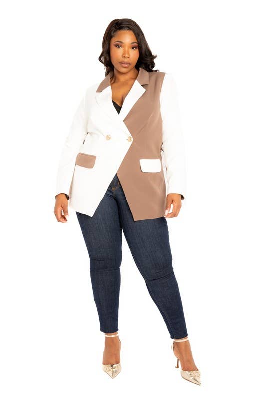 J2 FASHION - Wholesale Blazer - Women's - CONTRAST FITTED BLAZER0