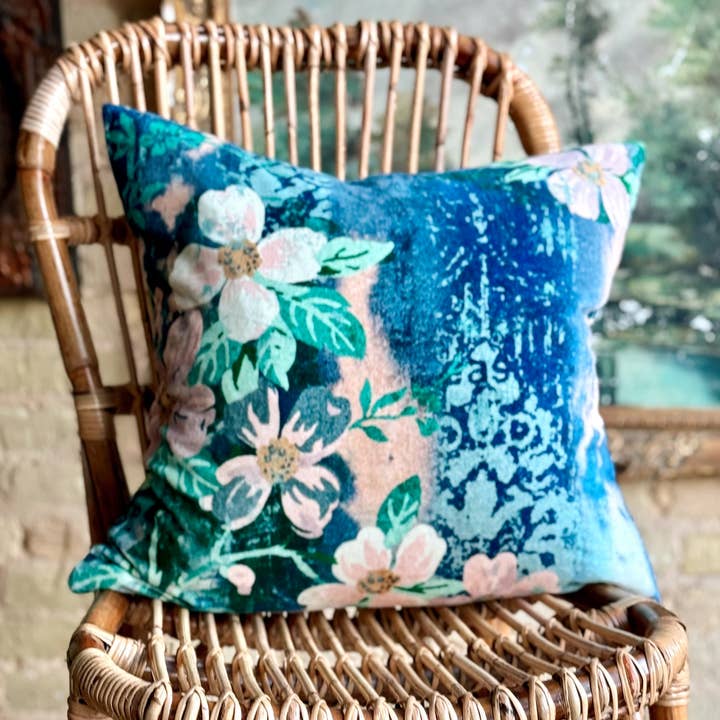 Velvet Brights Floral Pillow for wholesale by Patina Vie