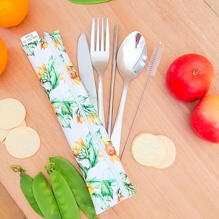 Sunflowers Cutlery Pouch for wholesale by Little Miss M Designs