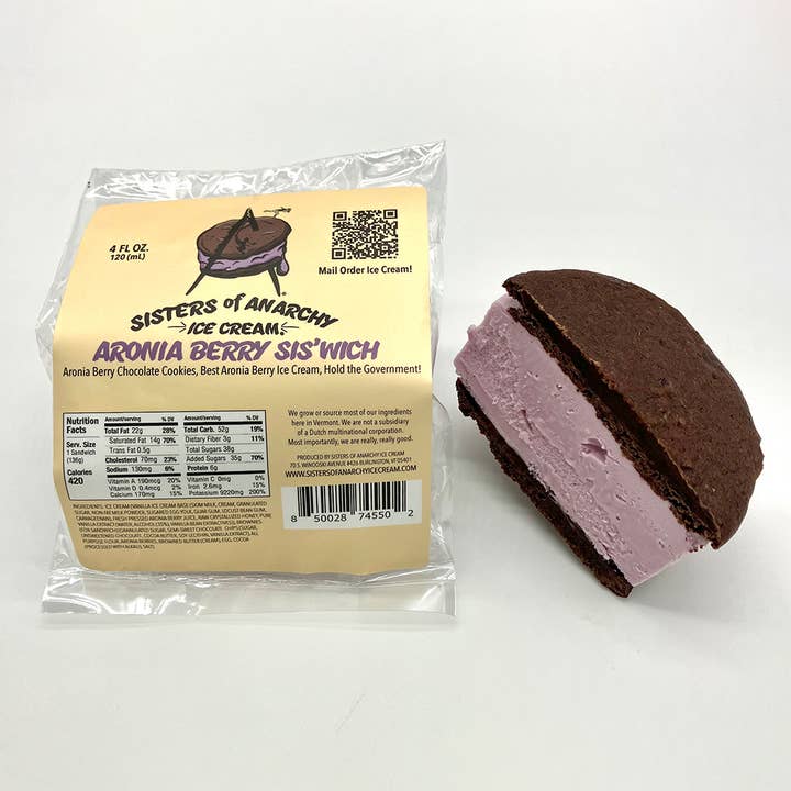 Sisters of Anarchy Ice Cream - Wholesale Ice Cream/Sorbet - Sis'wich Aronia Berry Ice Cream Sandwich