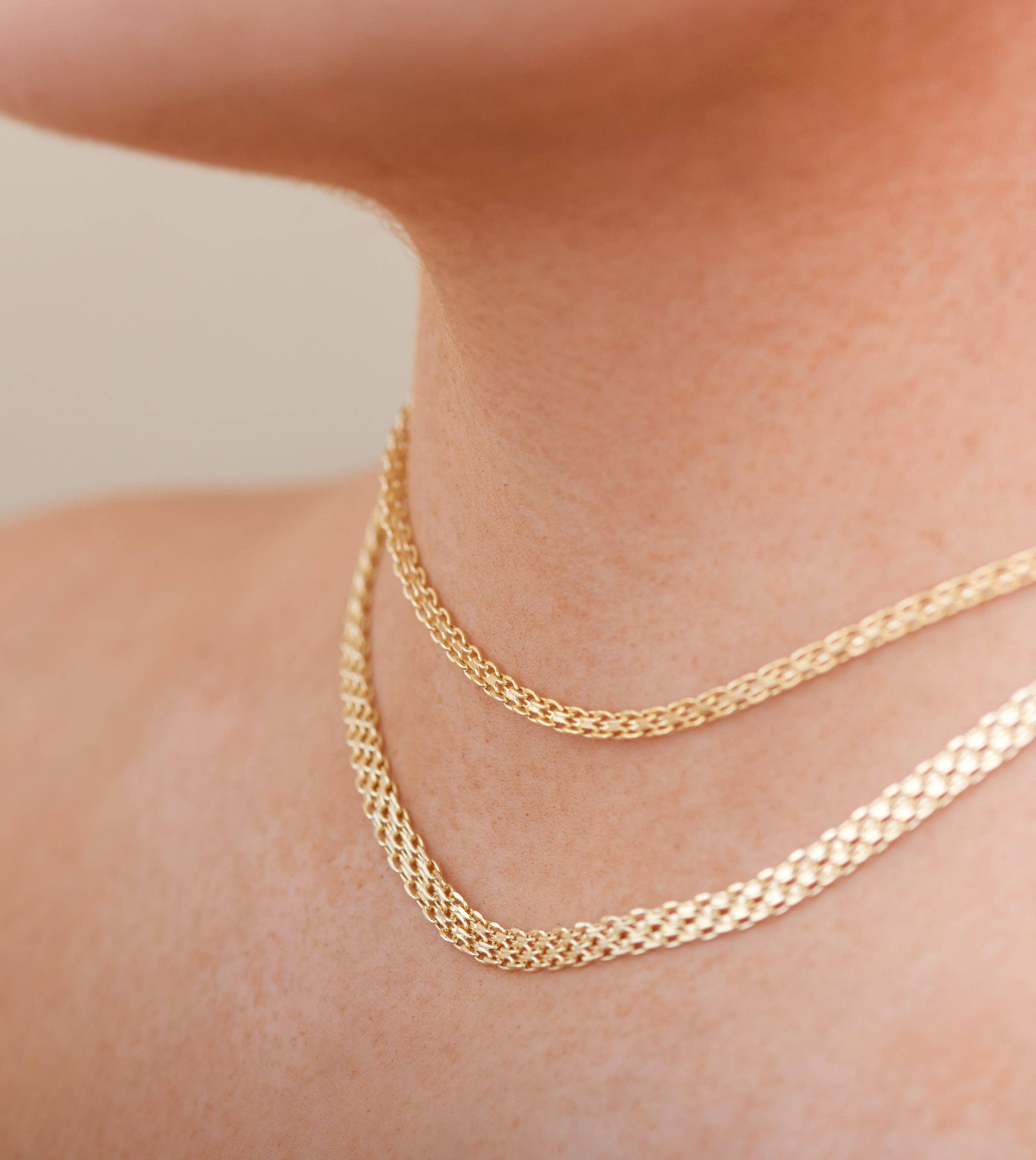 Olive & Chain - Wholesale Link & Chain Necklace - 14k Gold Bismark Mesh Chain Necklace