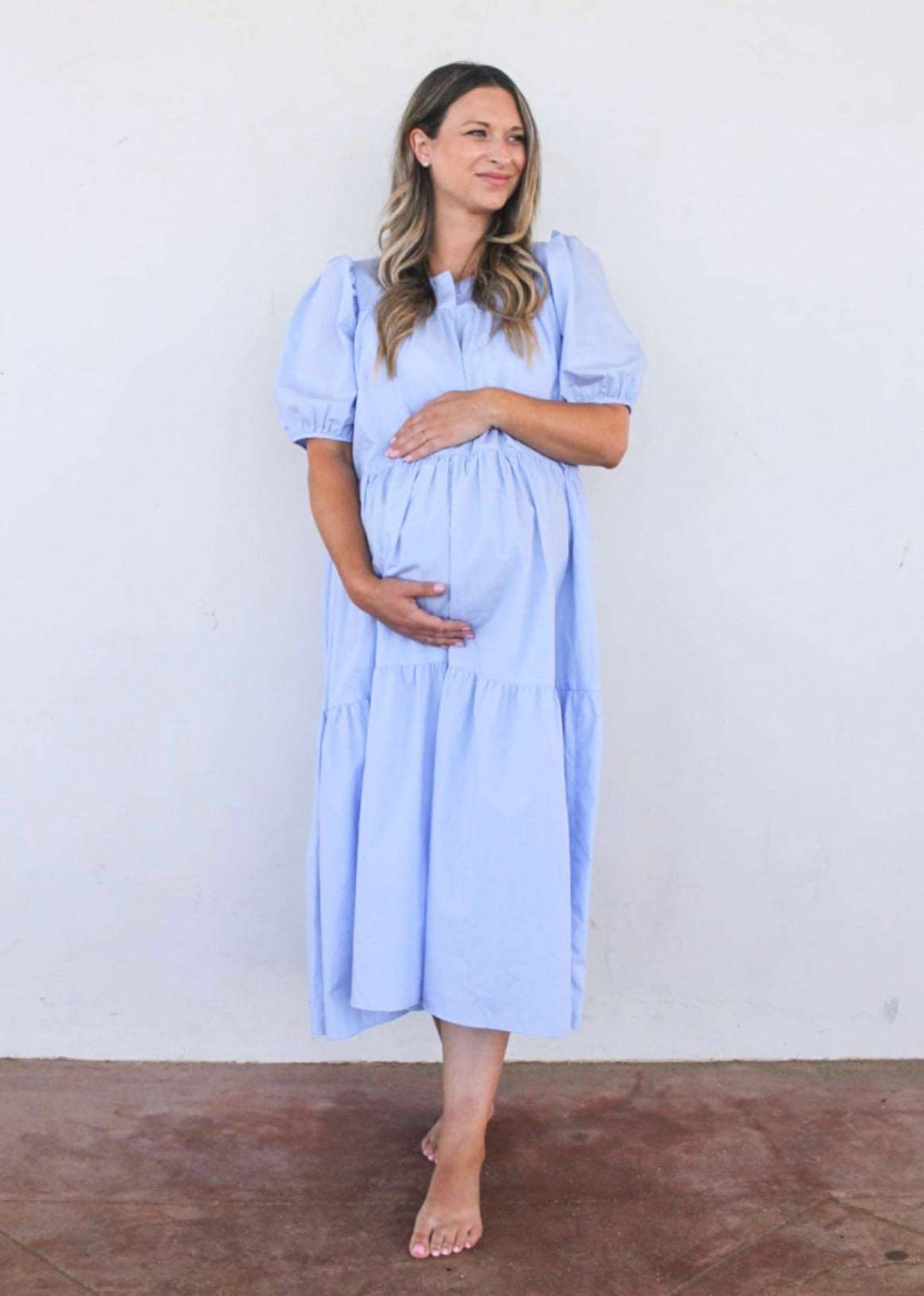 LIV Maternity - Wholesale Dress - Maternity - Blue Poplin Maxi Dress2