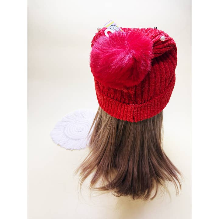 ASSORTED COLOR Pearl and Studs Detailed Chanile Beanies for wholesale on Faire4