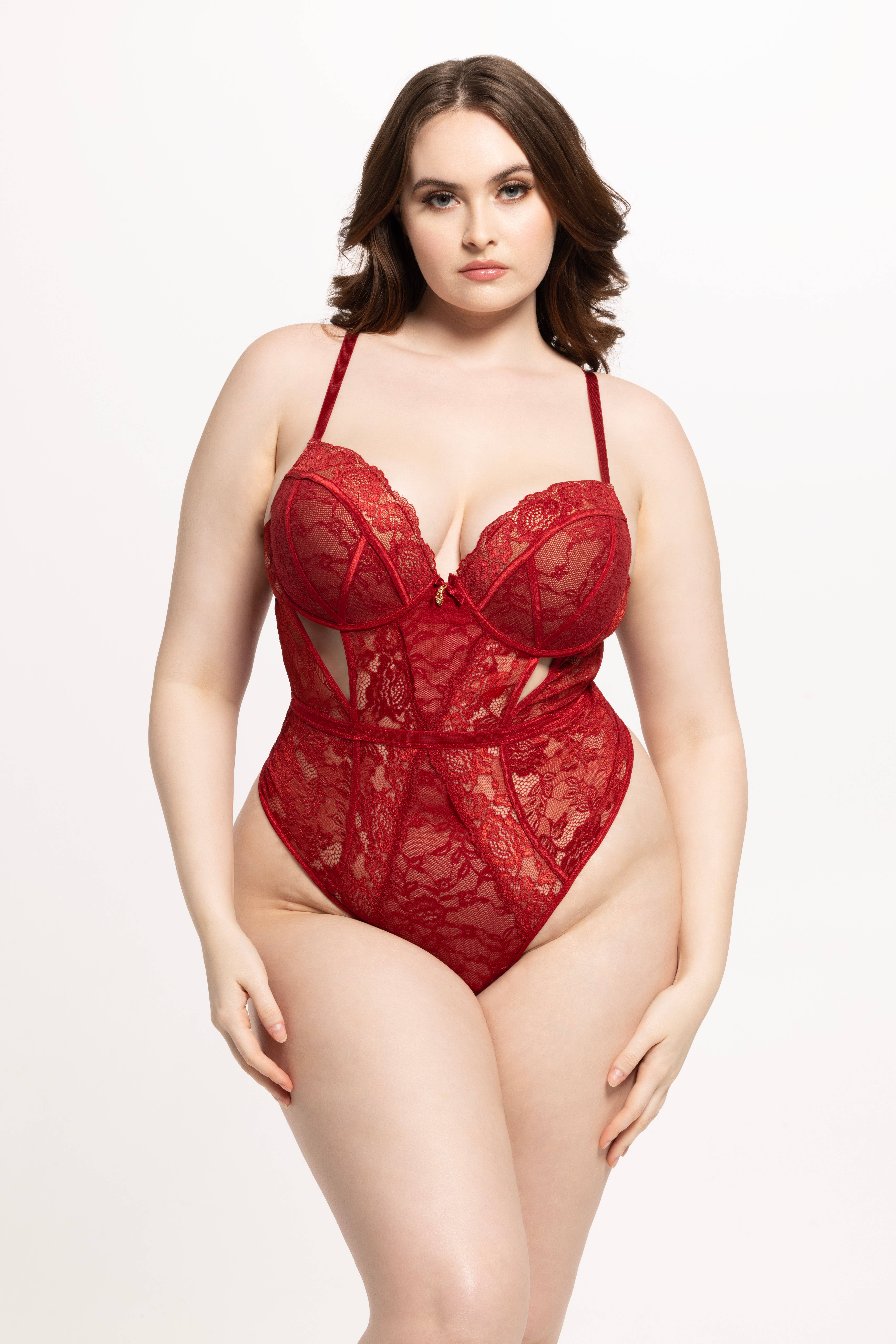 RED DAHLIA SIROCCO SAVANNAH LACE PUSH UP PLUNGE TEDDY for wholesale on Faire3