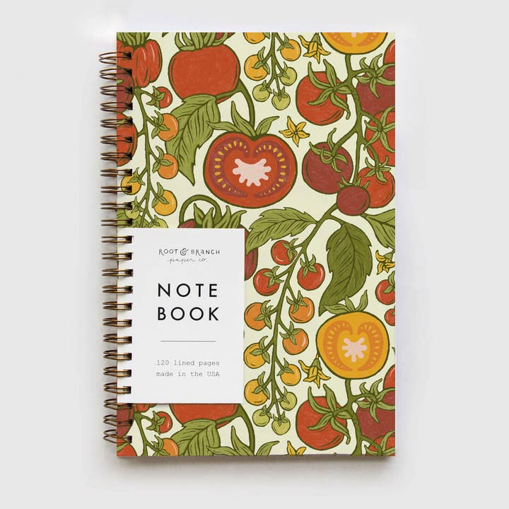 Tomato Spiral Bound Notebook for wholesale by Root & Branch Paper Co.