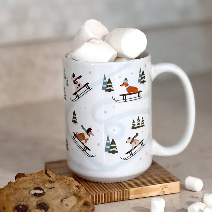 Dog Sledding Winter Mug for wholesale by Poppy & Lou