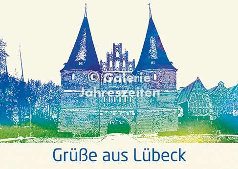 Karen Utermann Galerie Jahreszeiten - Wholesale Postcard - Lübeck Holstentor/Greetings from Lübeck art postcard0