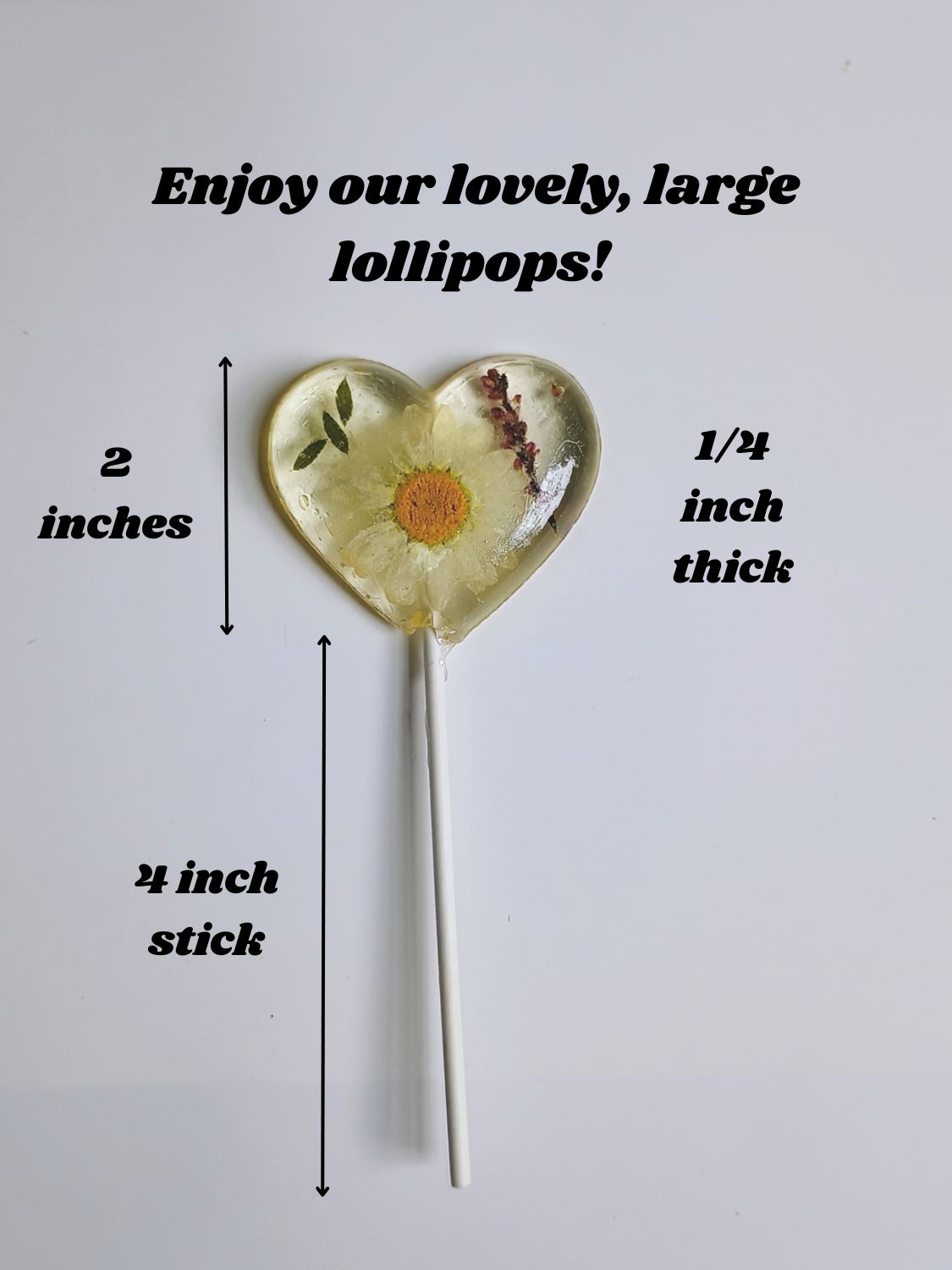 Homespun Parties - Wholesale Lollipop - Real Pressed Edible Flower Heart Lollipop, Garden Party 3
