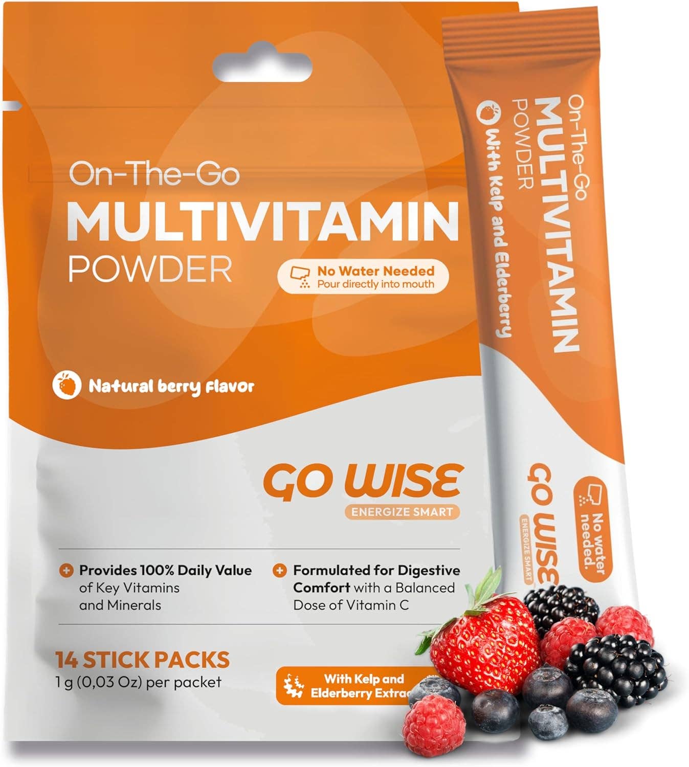 Go Wise - Wholesale Oral Supplement/Vitamin - On The Go Multivitamin Powder Stick Packs- No Water Needed0