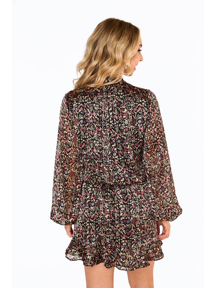 BuddyLove - Wholesale Romper - Women's - Jace Thornberry Black Floral Flowy Long Sleeve Romper2