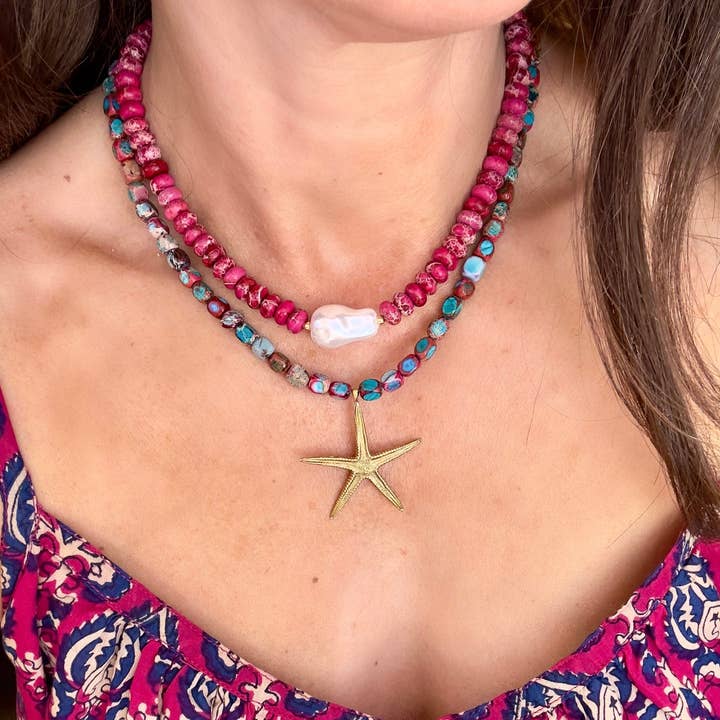 Traci's Beads - Wholesale Beaded/Pearl Necklace - Resort Necklaces - 5 Colors5