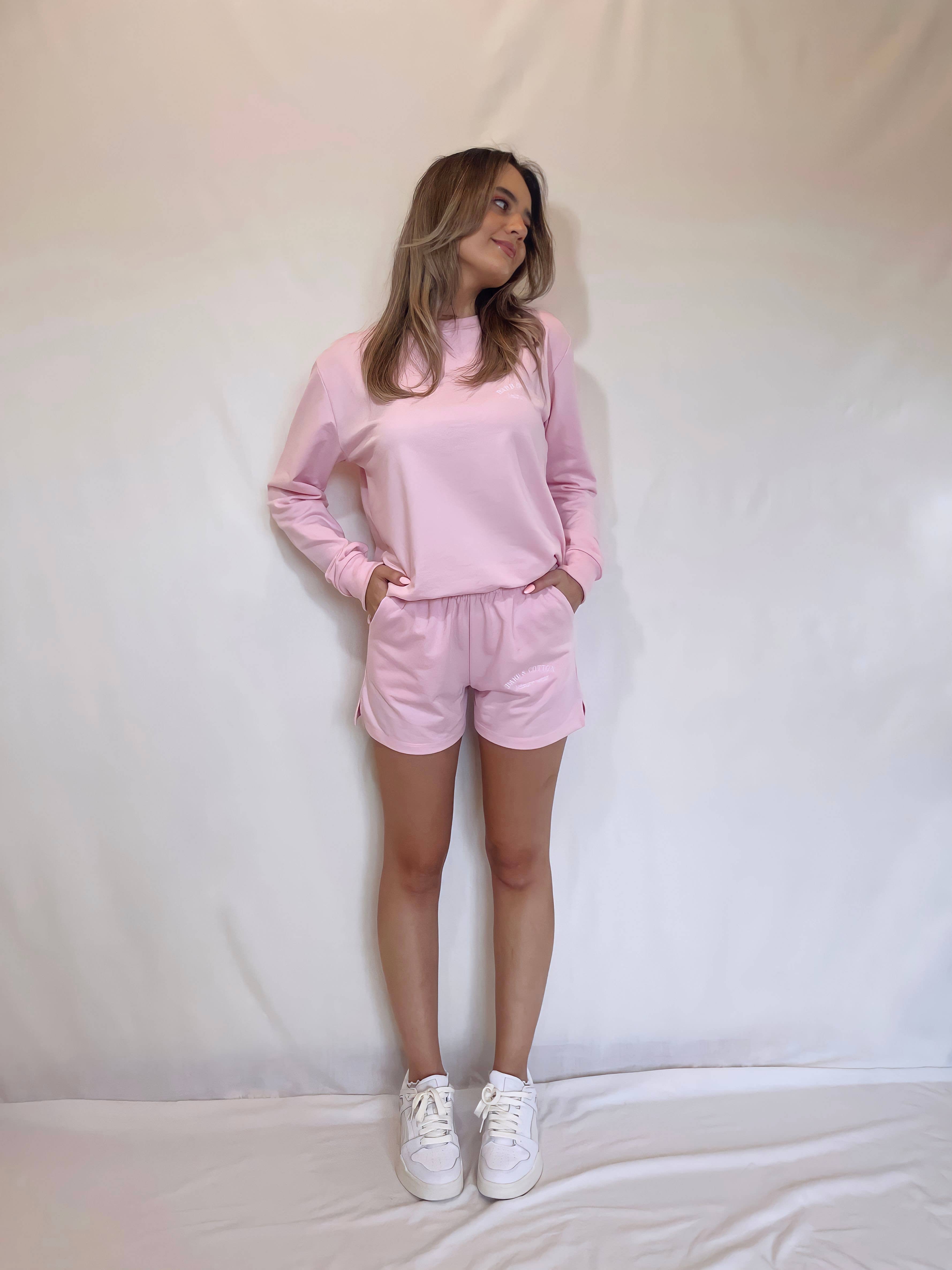 BARB & COTTON - Wholesale Tracksuit - Women's - Baby Pink Short Tracksuit