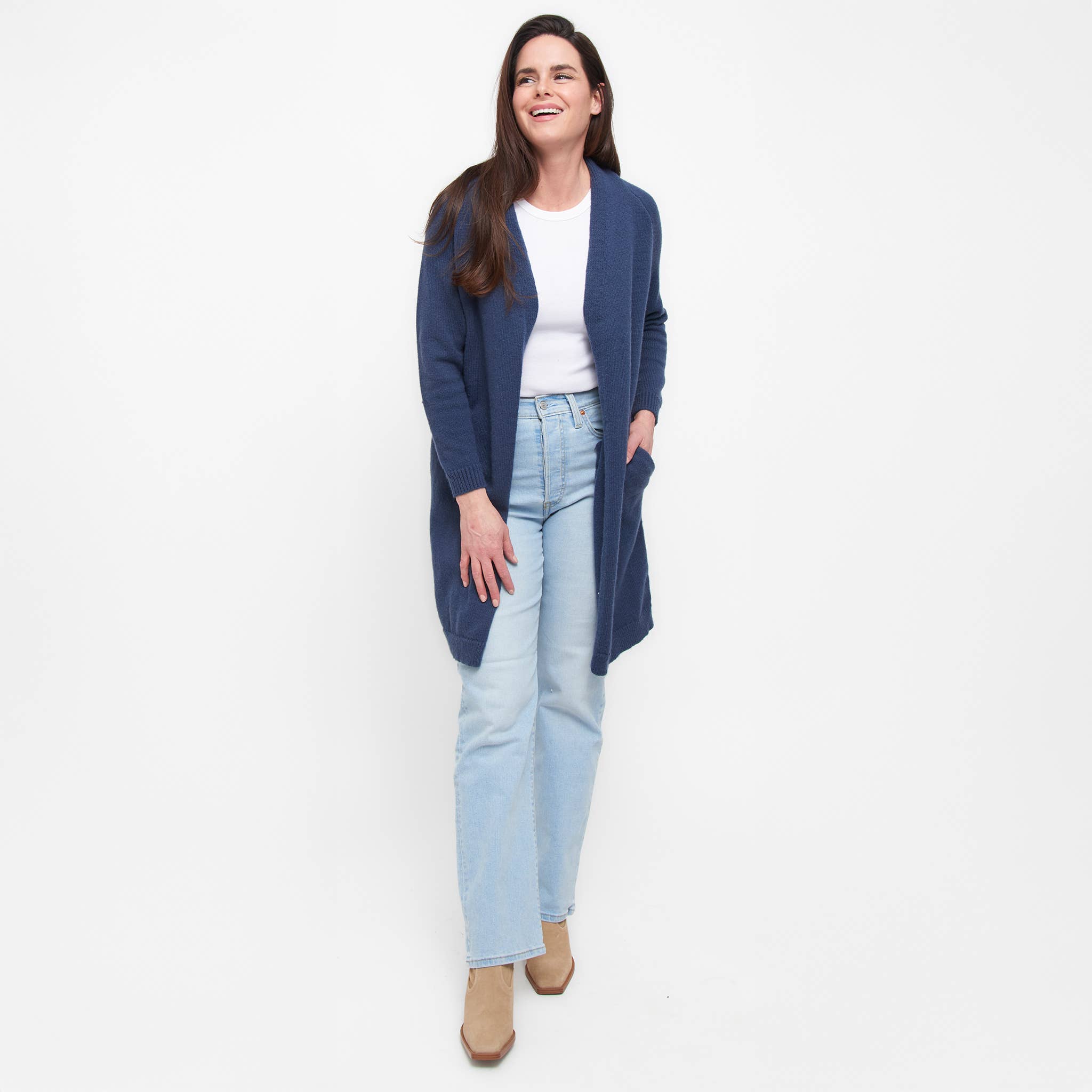 Elsie & Zoey – Cardigan - Mulher por atacado – Cardigã de Malha Madison Aberto à Frente com Malha Escovada e Manga Comprida14