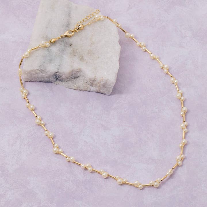 Pearls And Mini Tube Beaded Necklace for wholesale by The Looks by Fame Accessories