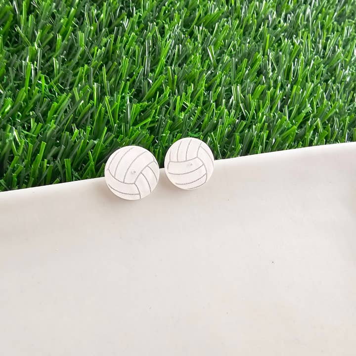 Spiffy & Splendid - Wholesale Stud/post earrings - Glitter Volleyball Studs // Game Day, Jewelry, Earrings3