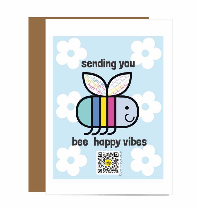 Bee Happy Vibes - Musical Friendship Card with QR Code for wholesale by Smile Songs