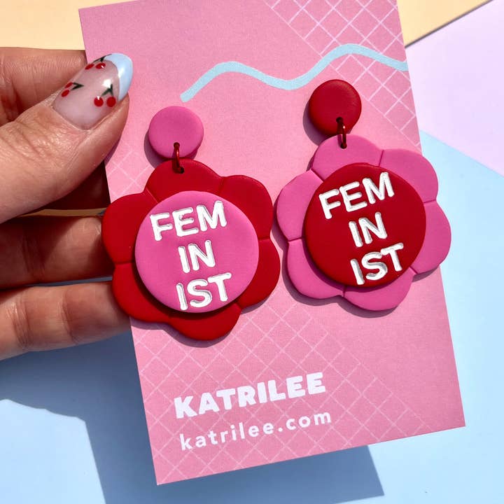 Katrilee – wholesale Hängande örhängen – Feministiska blommor Polymer Clay Dangle Örhängen