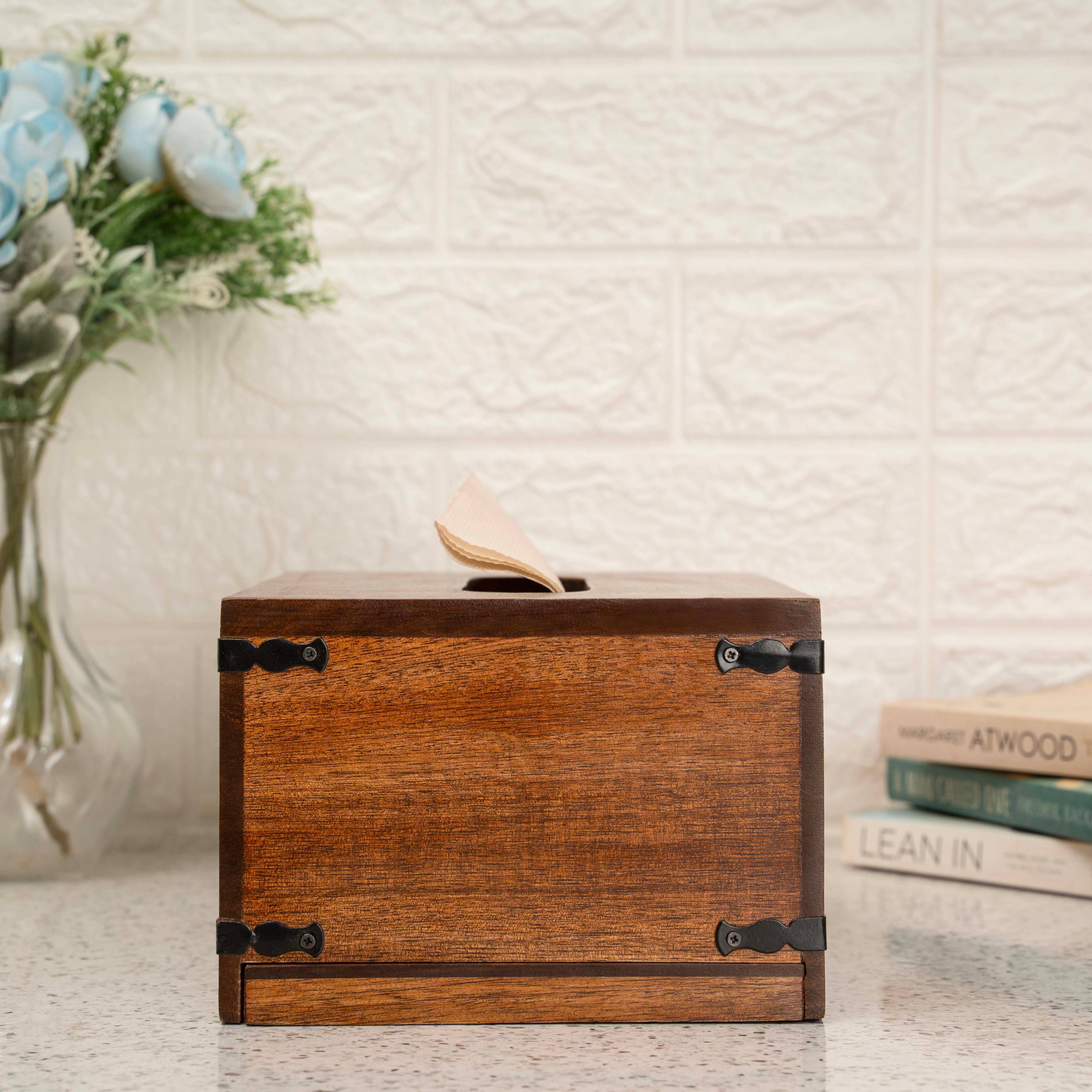 LuxeDesigns Co LLC - Wholesale Tissue Box - Rustic Natural Mango Wood Tissue Dispenser - Rectangle13