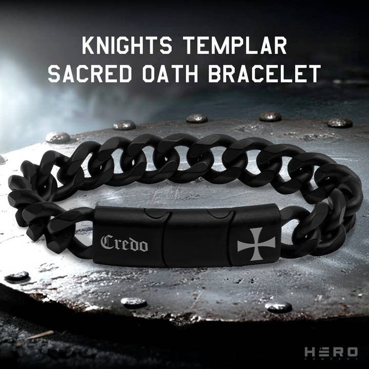 Ridders van de Tempeliers Heilige Eed Cubaanse Schakelarmband: Helpt Veteranen Koppelen aan een Hulphond of Asielhond -Faire voor wholesale door The Hero Company