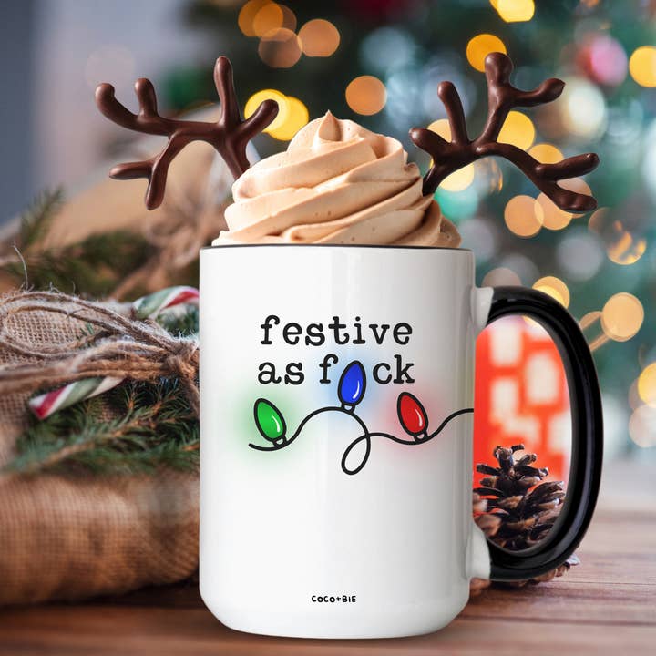 coco+bie designs - Wholesale Coffee Mug - Festive As F - Funny Christmas Lights Mug, Sassy