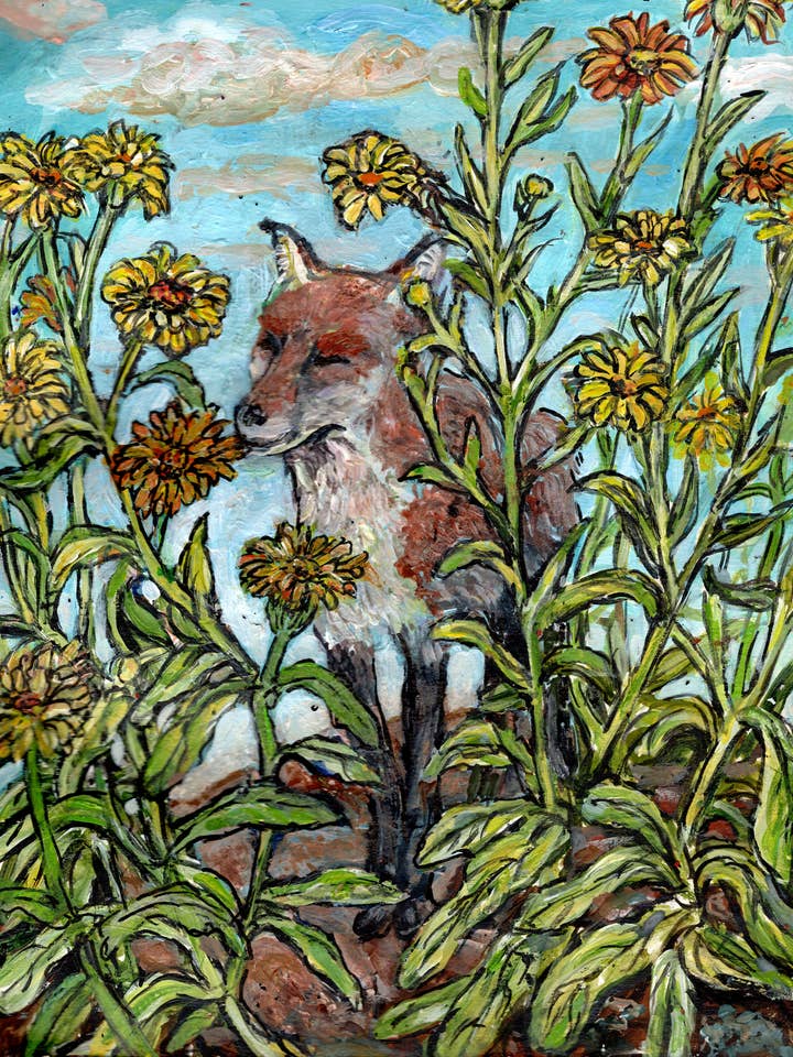 Fox and Calendula for wholesale by wisdom from the wood greeting cards