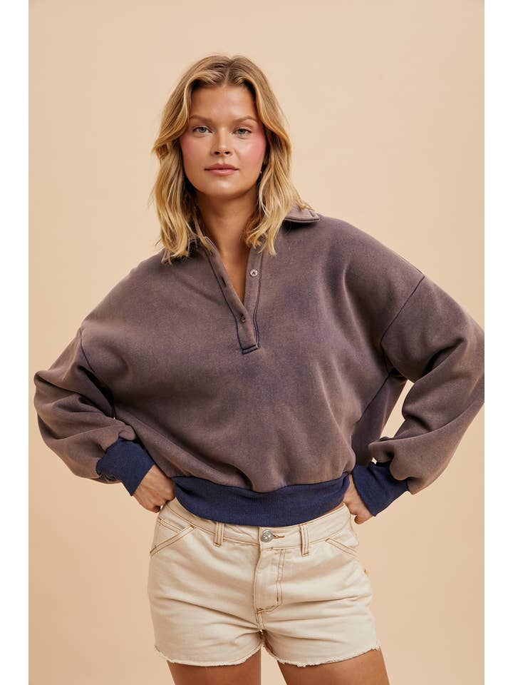 In Loom - Wholesale Sweatshirt - Women's - CROPPED POLO PULLOVER3