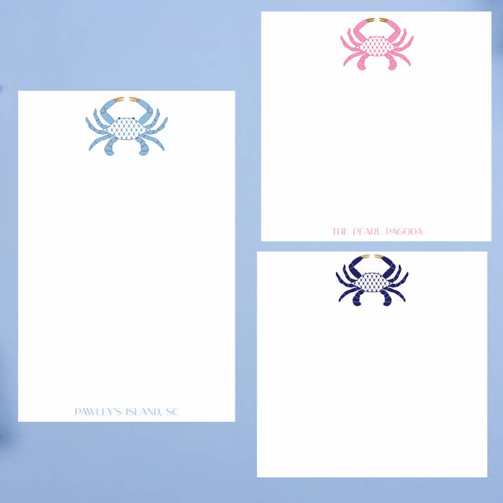Chic Crab Notepad | Pink, Green or Blue for wholesale by Design Carolinas