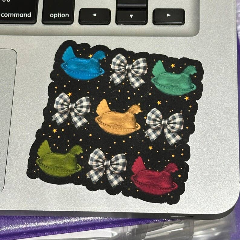 My Graphic Fairy Designs - Wholesale Sticker - Hen on Nest Sticker, Coquette Chicken Decal1