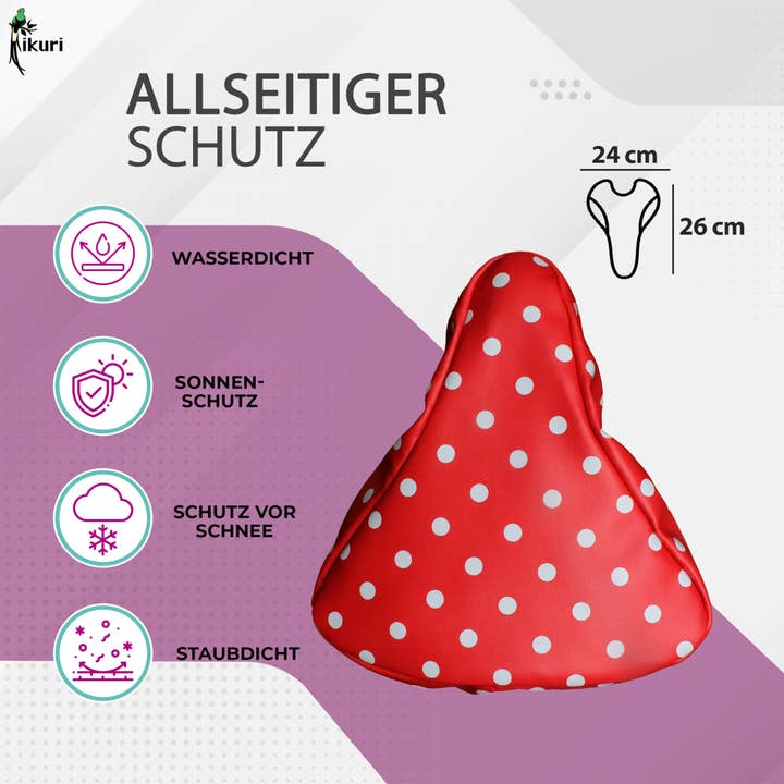 Ikuri - Wholesale Biking Accessories - Saddle Cover Rain Protection Bicycle Waterproof - Red Polka Dots2