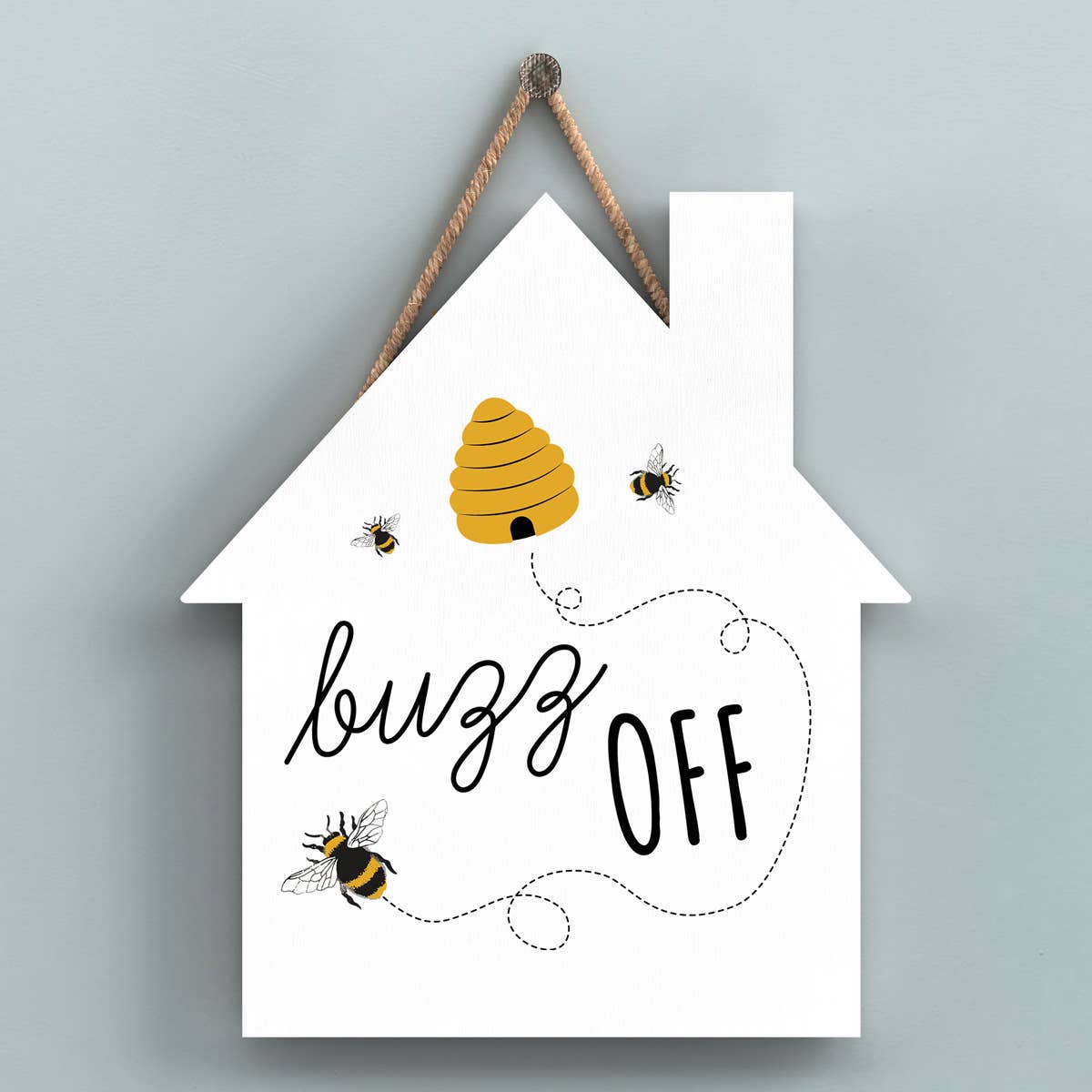 Vivid Squid Wholesale – wholesale Sign – P3033 - Buzz Off Bee Themed Decorative Wooden House Shaped H0
