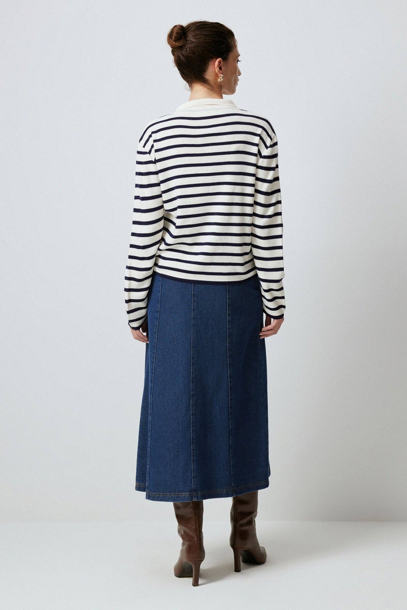 Krem Striped Polo Neck Knit Sweater for wholesale on Faire2