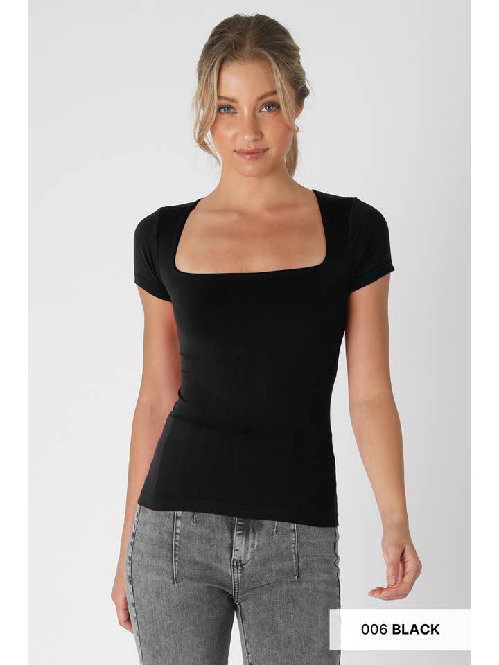 NIKIBIKI - Wholesale Knit Top - Women's - NS8326- Square Neck SS Top13