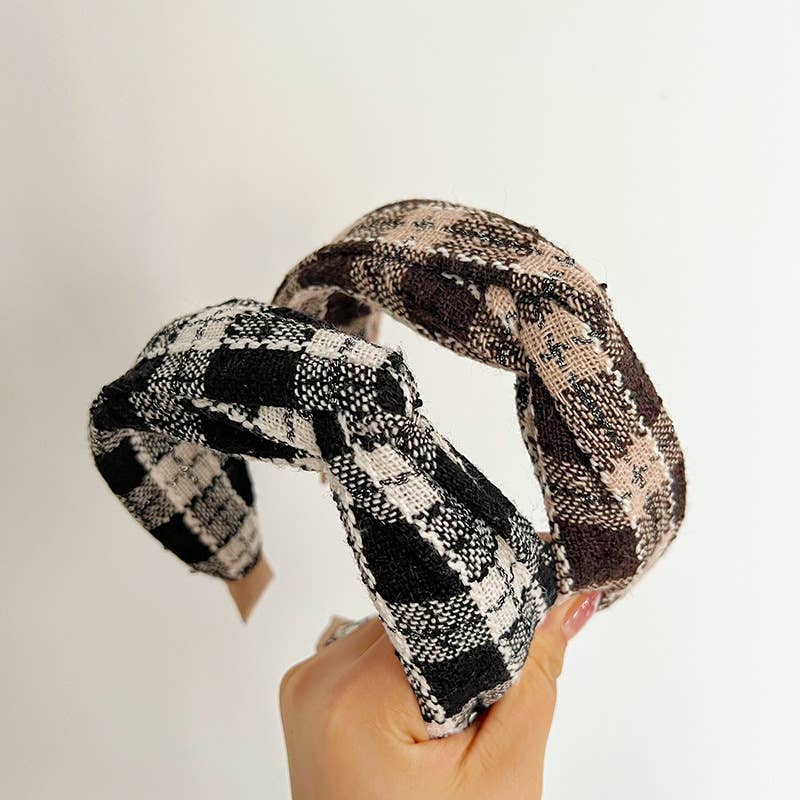 Assorted Knit Plaid Twist Headband  for wholesale on Faire1