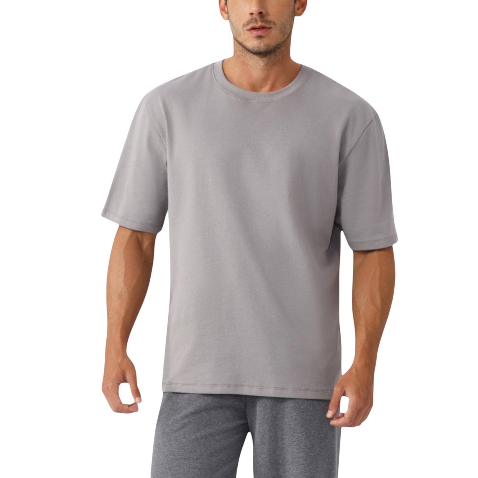Active by Anna-Kaci - Wholesale T-Shirt - Men's - Men's Oversized Fit Short Sleeve T-Shirt with Drop Shoulders8