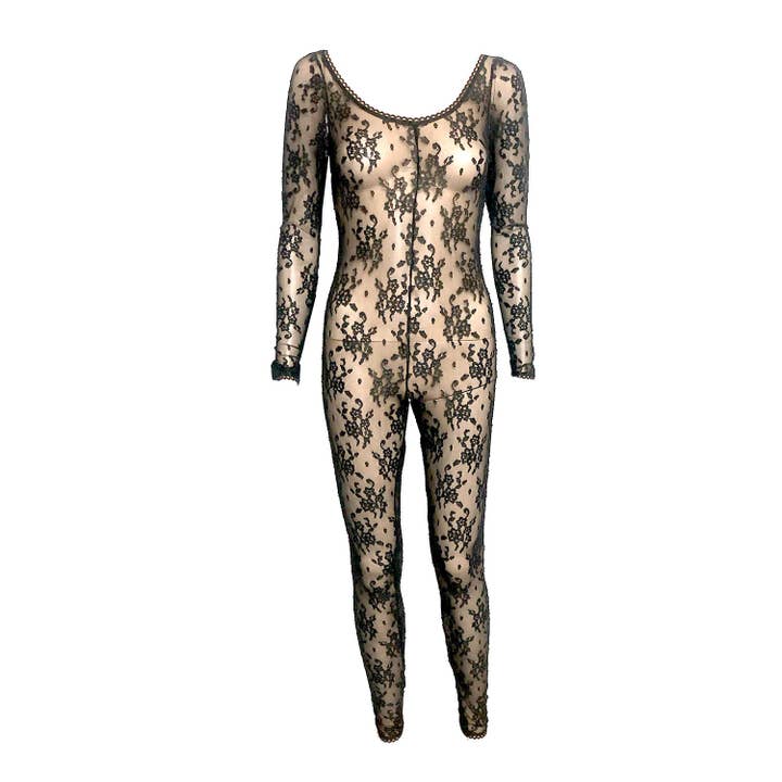 Ashley Langærmet Blonde Catsuit-Sort for engroshandel hos Deborah Lindquist