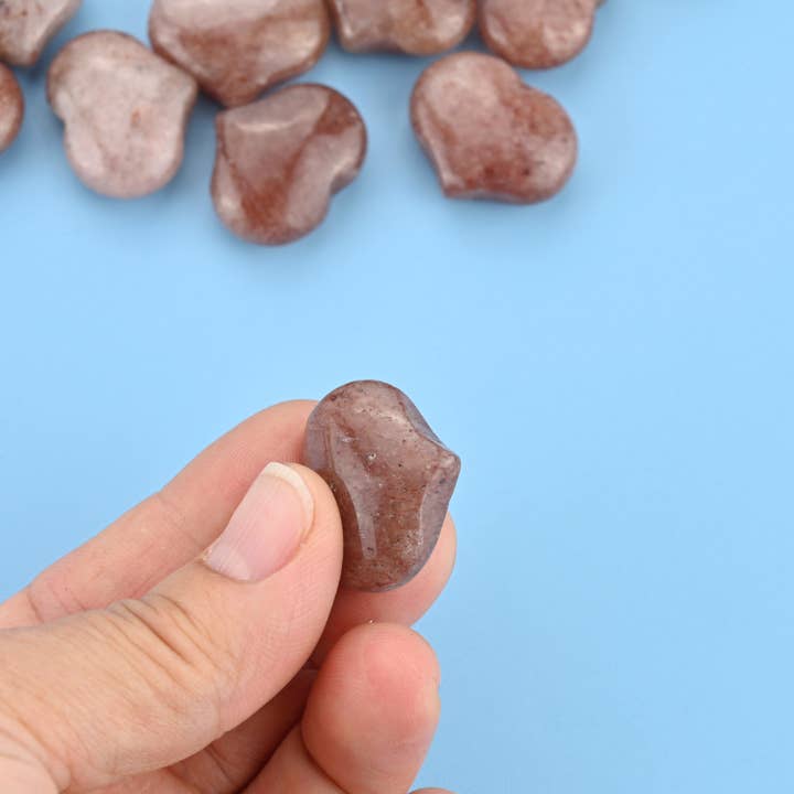 ilovebeadsusa - Vente Pierre et cristal de spiritualité - Pierre précieuse en forme de cœur gonflé sculptée en quartz fraise de 25 x 20 mm3