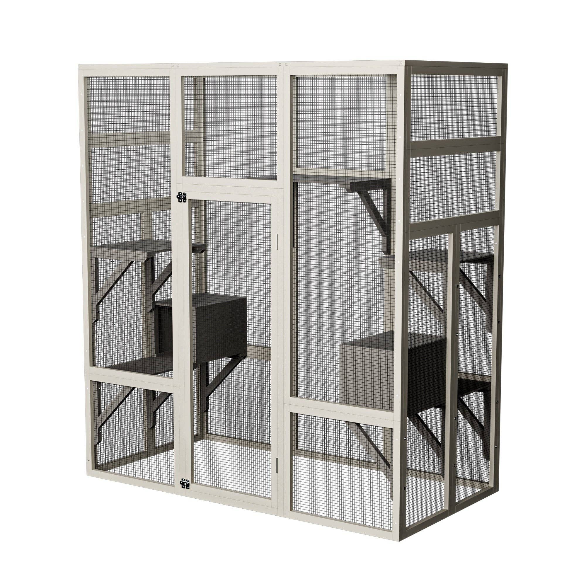 39F Inc. - Wholesale Pet Play Tunnel - Dog - 62.6in Large Outdoor Wooden Catio with Platforms & Boxes8