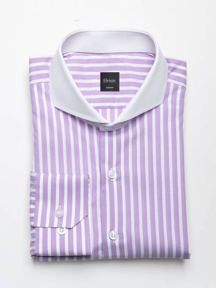 Soft Lilac Stripes Shirt - Contrast Collar for wholesale by BRISK