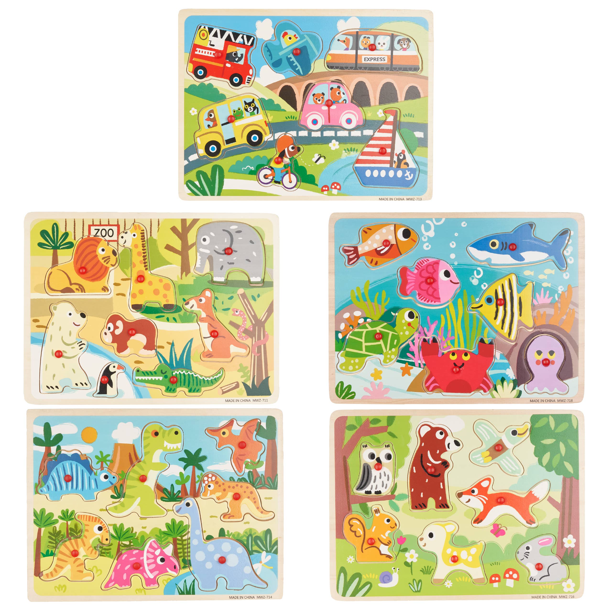 The Twiddlers - Wholesale Puzzle - Kids - 5 Wooden Jigsaw Puzzles made from Premium Wood, Great Early4